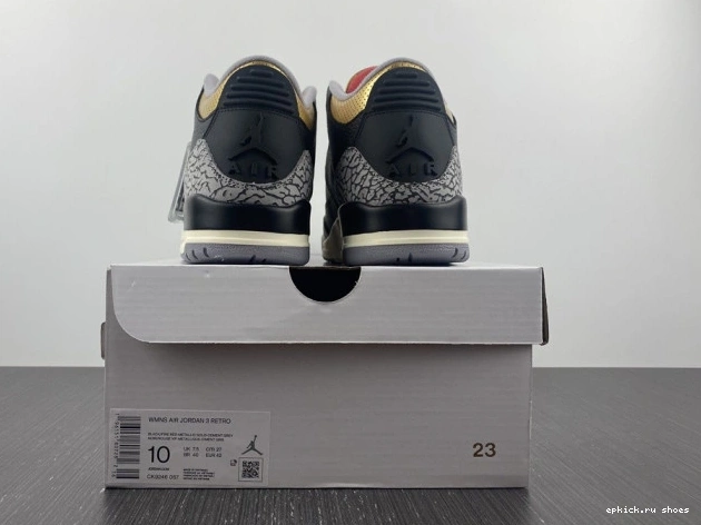 Rep WMNS Gold Jordan 3 Black Air CK9246-067 0805